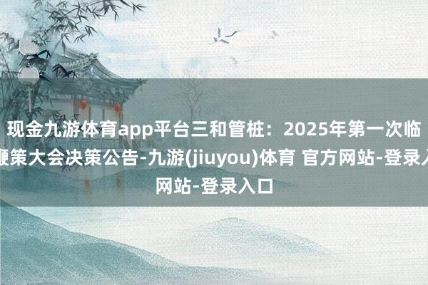 现金九游体育app平台三和管桩：2025年第一次临时鞭策大会决策公告-九游(jiuyou)体育 官方网站-登录入口