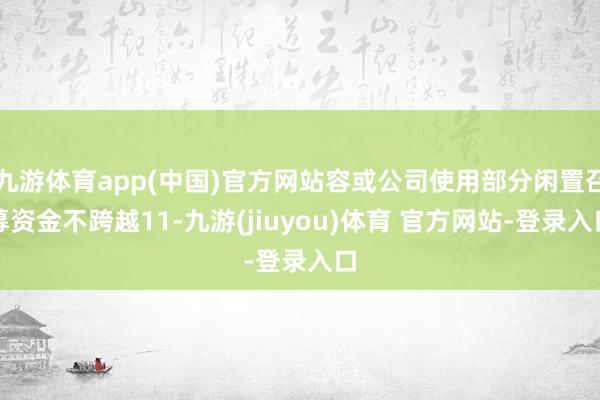 九游体育app(中国)官方网站容或公司使用部分闲置召募资金不跨越11-九游(jiuyou)体育 官方网站-登录入口